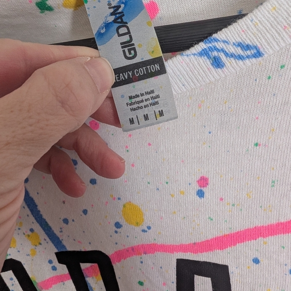 PRAY Splatter Paint Neon Tshirt Size Medium - Picture 2 of 3